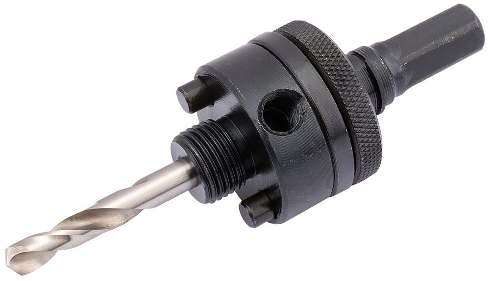 Draper 7/16Q/REL&LOCK ARBOR(32-150MM 52983 52983 Locking Hex. Shank Holesaw Arbor with HSS Pilot Drill for Holesaws 32 - 210mm, 7/16" Thread