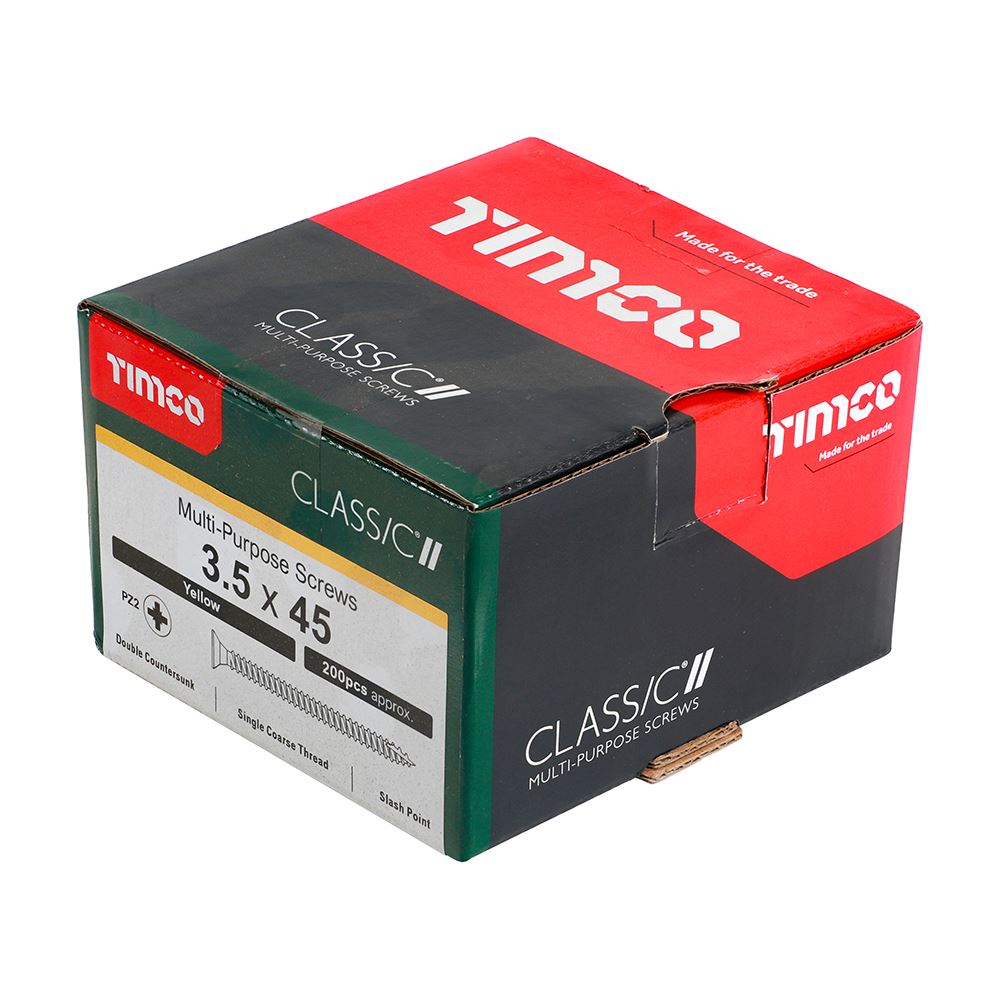 TIMCO Classic Screw PZ2 CSK ZYP 3.5 x 45 Gold Pack 200