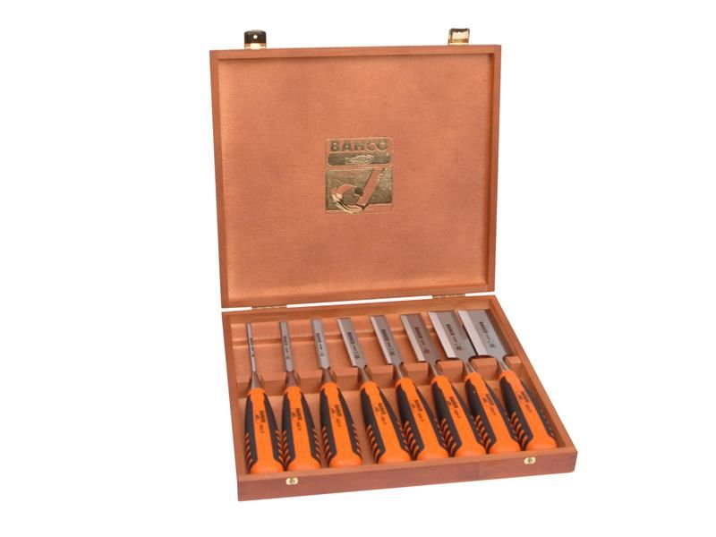 Bahco 424P-S8-EUR 424-P Bevel Edge Chisel Set, 8 Piece
