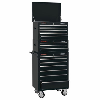04594 Draper Combined Roller Cabinet and Tool Chest, 15 Drawer, 26 , Black DTKCTCB Combined Cabinets and Chests Professional Trade DIY Workshop Gara