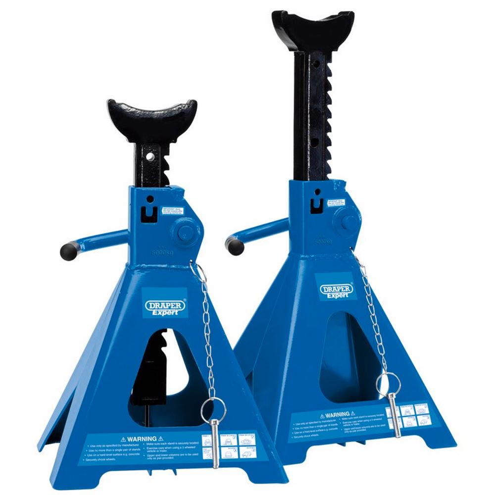 Draper 5T PRO AUTO RISE AXLE STANDS 01814 Pair of Pneumatic Rise Ratcheting Axle Stands (5 tonne)