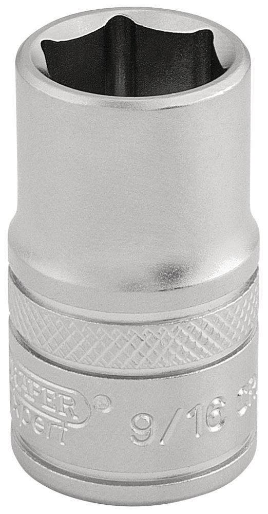 Draper 9/16 6PT SOCKET 1/2 DR-PCKD 16627 1/2" Sq. Dr. Imperial Sockets (Micro Satin Chrome)