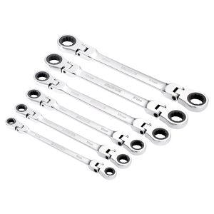 Draper 6PC FLEX RATC RING SPANNER SET 27762 27762 HI-TORQÂ® Metric Flexible Head Double Ring Ratchet Spanner Set (6 Piece)