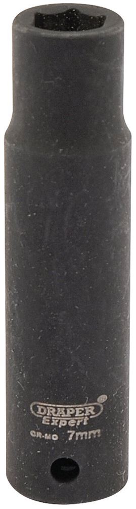 05185 Draper Expert HI-TORQ 6 Point Deep Impact Socket, 1/4 Sq. Dr., 7mm 406D-MM 1/4 Impact Sockets Professional Trade DIY Workshop Garage Use