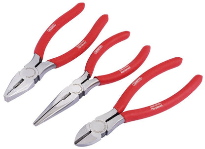 67924 Draper Redline Redline Pliers Set with PVC Dipped Handles, 160mm (3 Piece) Plier Sets Professional Trade DIY Workshop Garage Use