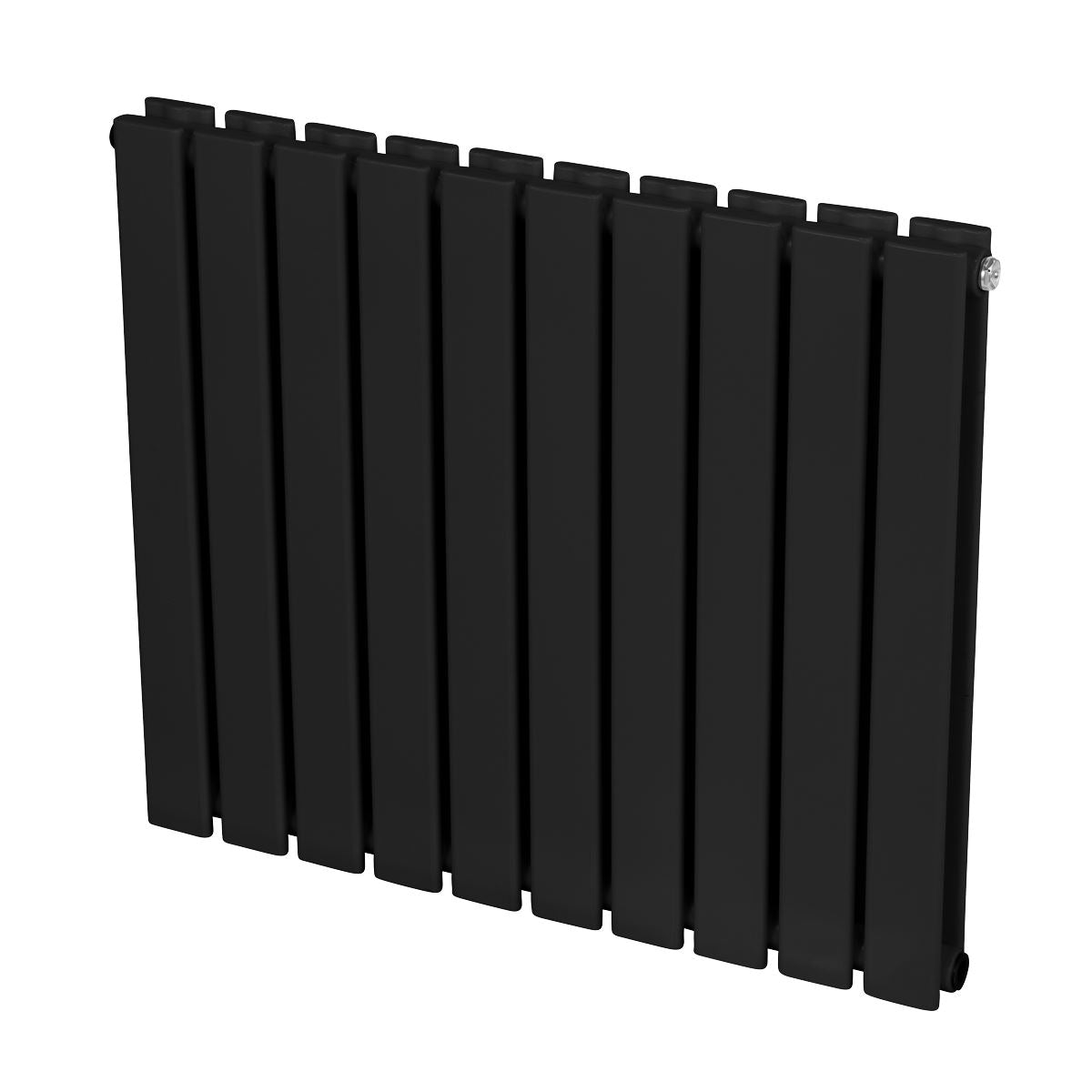Baridi DH345 Horizontal Radiator Contemporary Double Flat Panel Design 600 x 700mm - Black | Steel | Horizontal flat panel design delivers a BTU