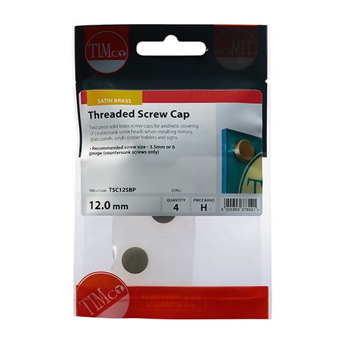 TIMCO Brass Screw Cap - Sat Brass 12mm Pack 4