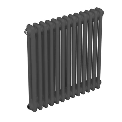 Baridi DH357 Horizontal Traditional 2 Column Radiator 600 x 607mm - Anthracite | Steel | Horizontal traditional two column radiator delivers a BTU