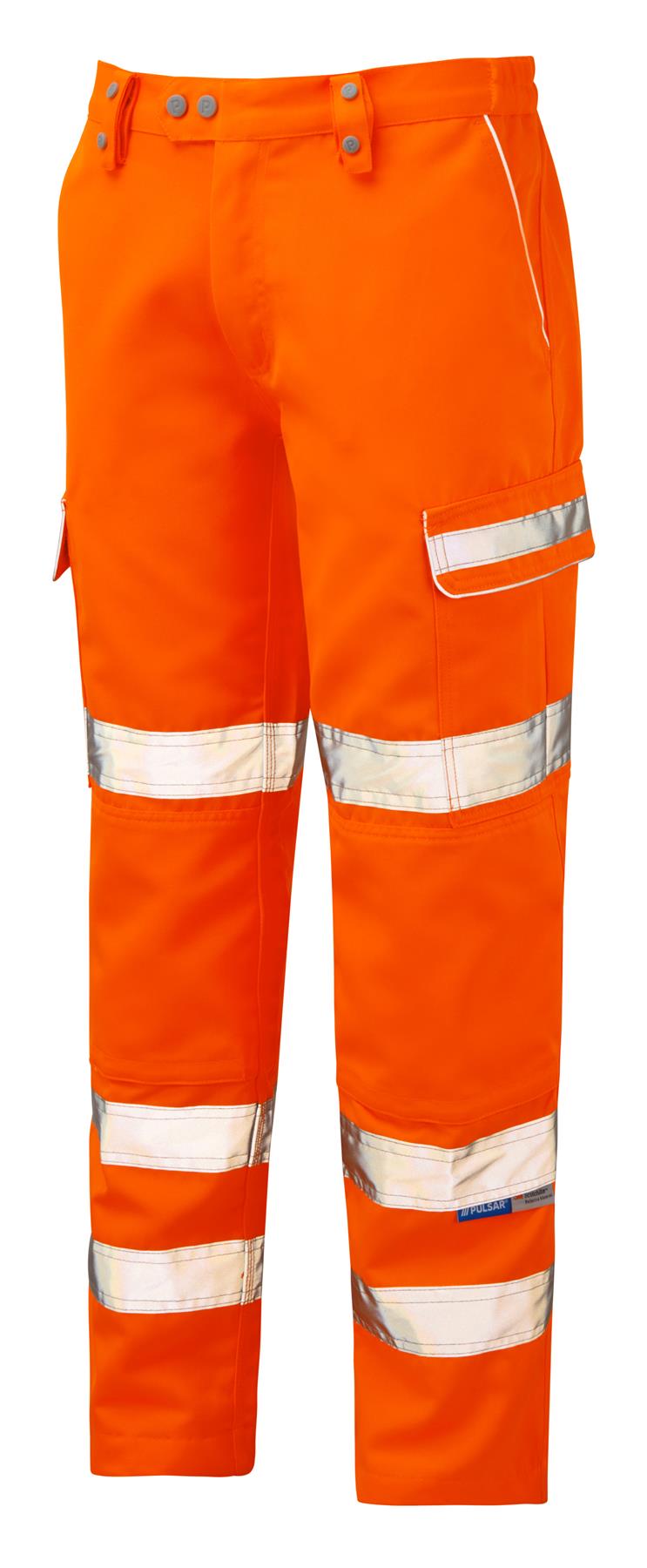 Pulsar Hi Vis Combat Trousers Yellow Orange Workwear EN ISO 20471 Class 1 Reflective