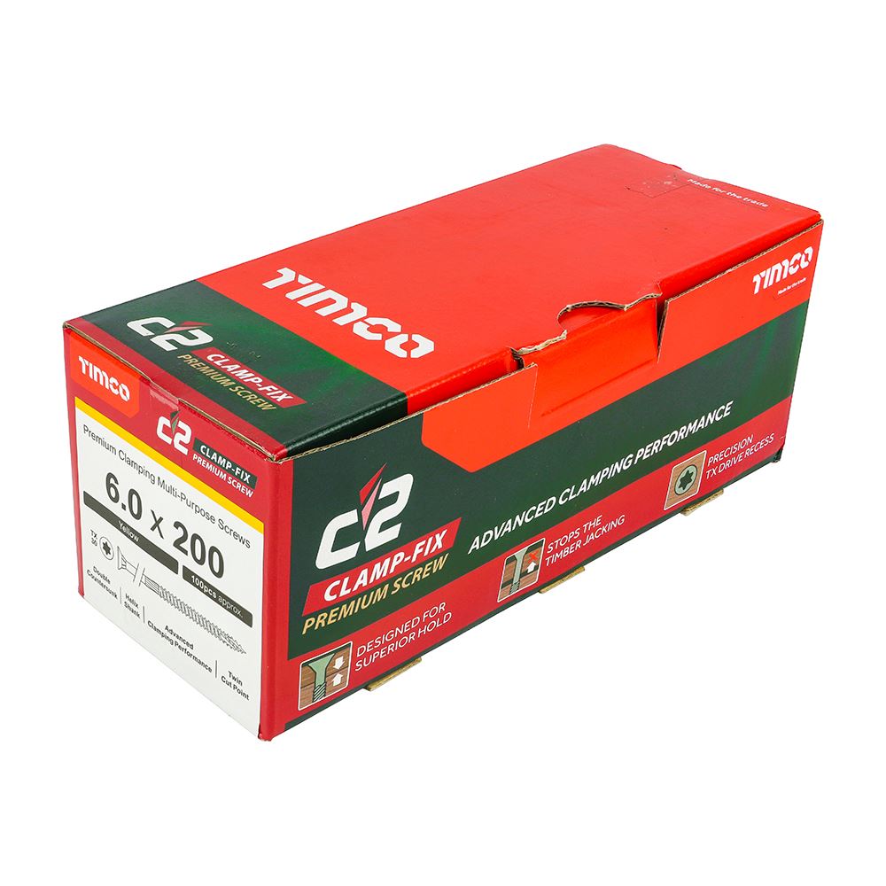 TIMCO C2 Clamp-Fix TX30 CSK ZYP 6.0 x 200 Gold Pack 100