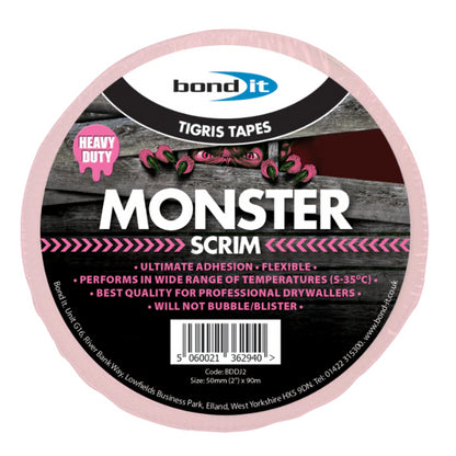 Bond It Monster Pink Scrim Tape Extra Strong Drywall Jointing Tape Plasterboard