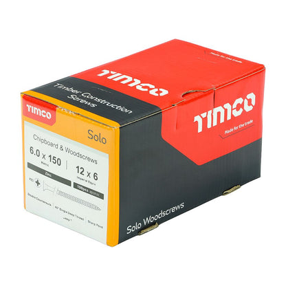 TIMCO Solo Woodscrew PZ3 CSK Zinc 6.0 x 150 Silver Pack 100