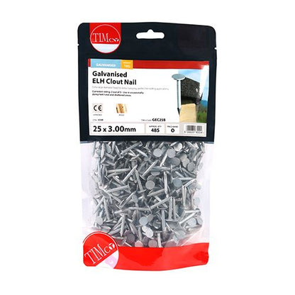 TIMCO Clout Nail ELH - Galvanised 25 x 3.00 Pack 1