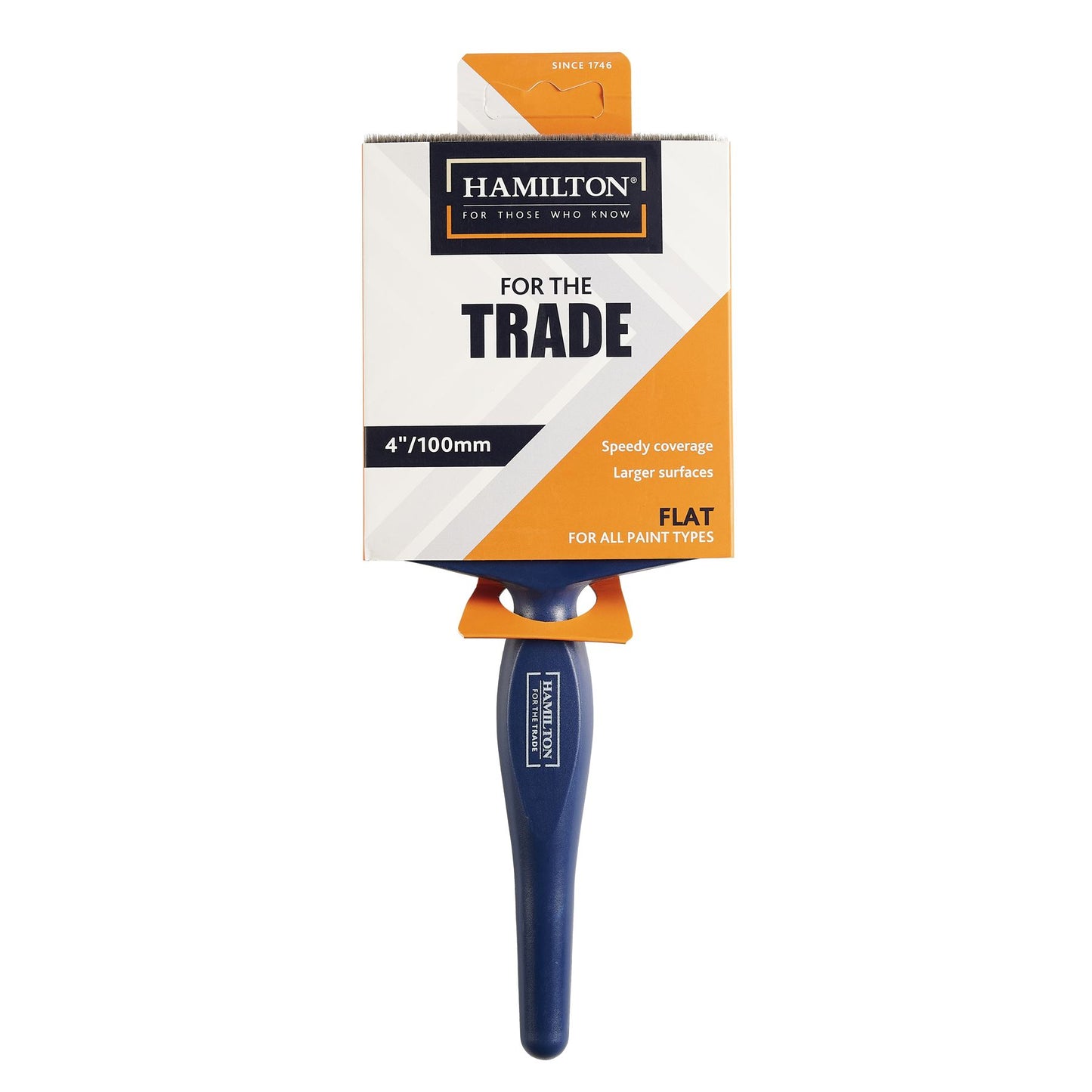 For The Trade 4in Plastic Handle Flat Paint Brush with Synthetic Blend Bristles for Decorating and Painting