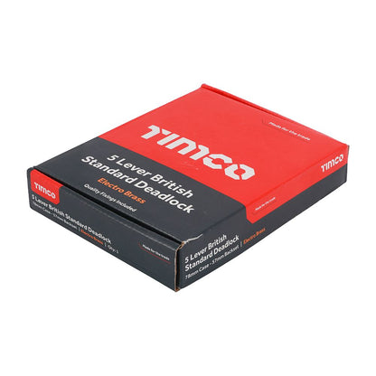 TIMCO 5 Lever BS Deadlock E. Brass 78mm Pack 1