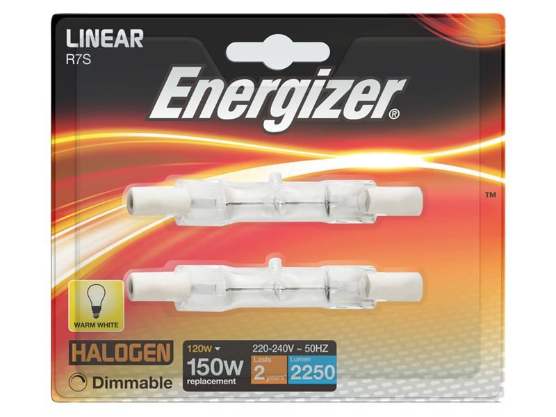 Energizer� S5160 Halogen R7S 78mm Eco Linear Dimmable Bulb, 2250 lm 120W (Pack 2)
