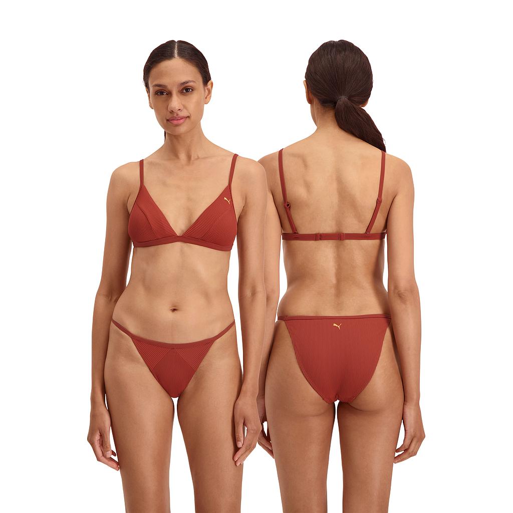 Puma Ribbed Tanga Bikini Bottom Brown XS / 6-8