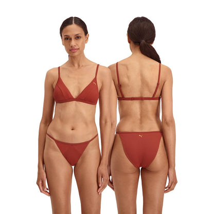 Puma Ribbed Triangle Bikini Top Brown Med / 10-12