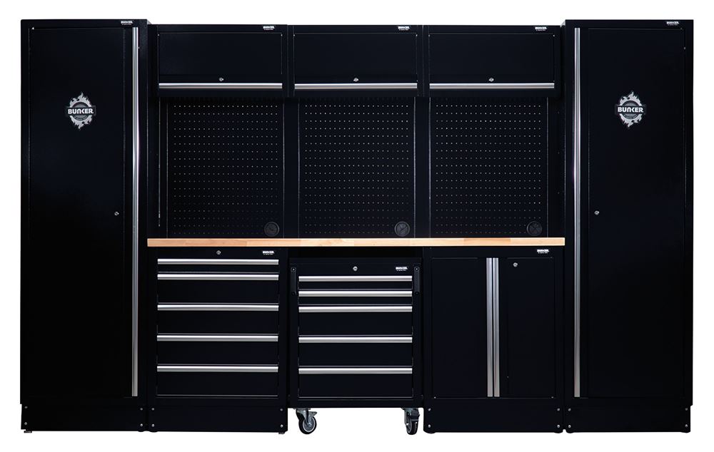 BUNKER  16 Piece Modular Storage Combo with Hardwood Worktop, 3240mm