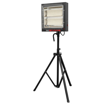 Sealey CH30S Ceramic Heater with Tripod Stand 1.4/2.8kW, 230V | 1400/2800W, 230V - 13A, Thermostat, Timer, Folding, Adjustable
