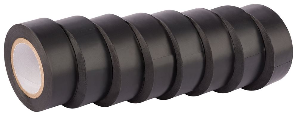 11910 Draper Expert Expert Insulation Tape, 10m x 19mm, Black (Pack of 8) 619 Professional Trade DIY Workshop Garage Use