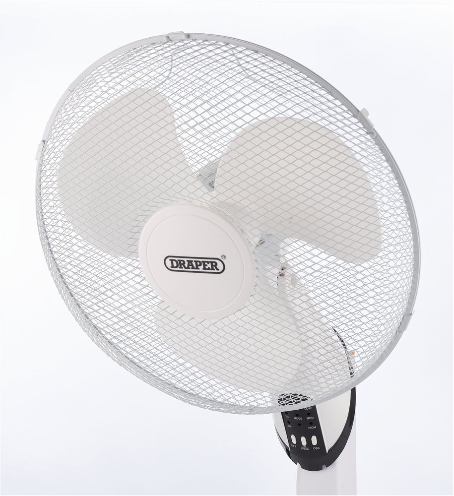 Draper 16 WALL MOUNTED FAN & REMOTE 70975 70975 230V Oscillating Wall Mounted Fan with Remote Control, 16"/400mm, 3 Speed