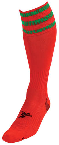 Precision 3 Stripe Pro Football Socks Junior Red/Green 45080