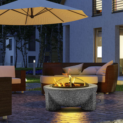 Dellonda DG191 Round MgO Fire Pit with BBQ Grill & Safety Mesh Screen 75cm - Dark Grey | Magnesium Oxide | The fire pit is made from MgO (Magnesium