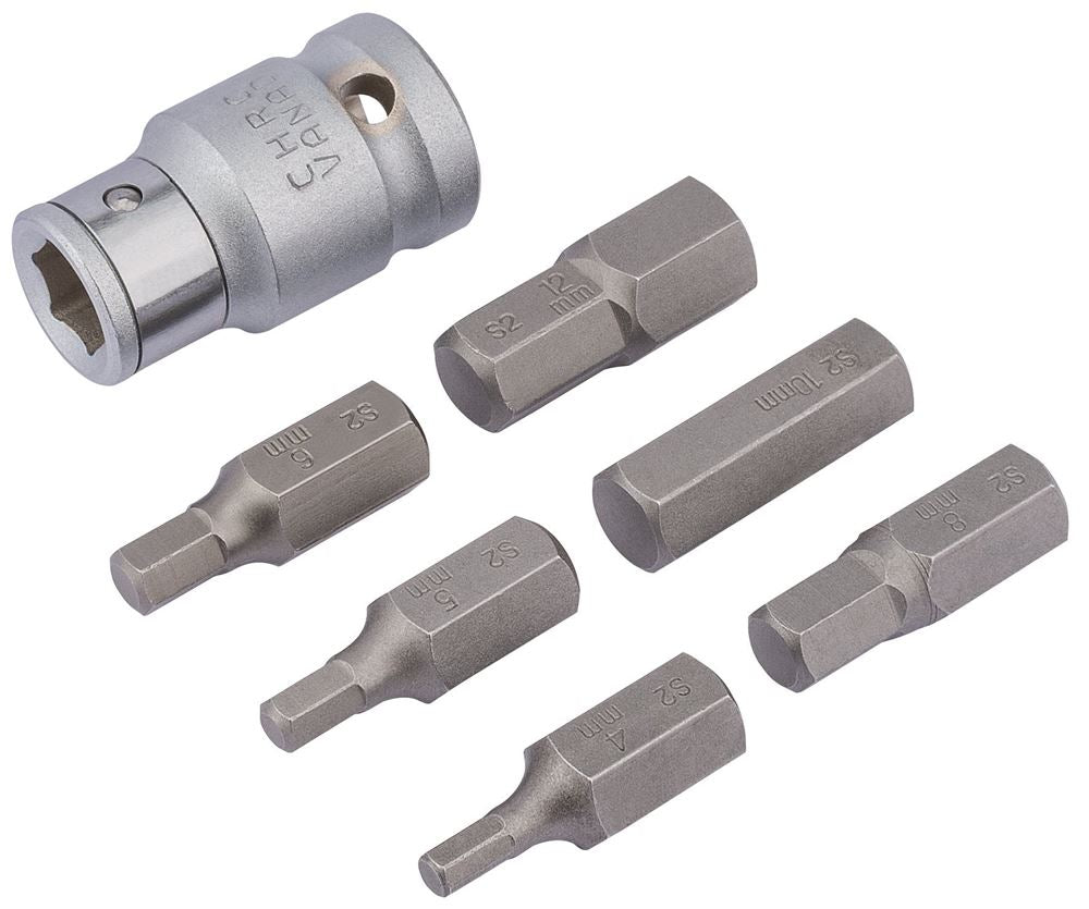 Draper METRIC HEX BIT SET&HOLDER 7PC 83565 1/2" Sq. Dr. Metric Hexagonal Bit Set (7 Piece)