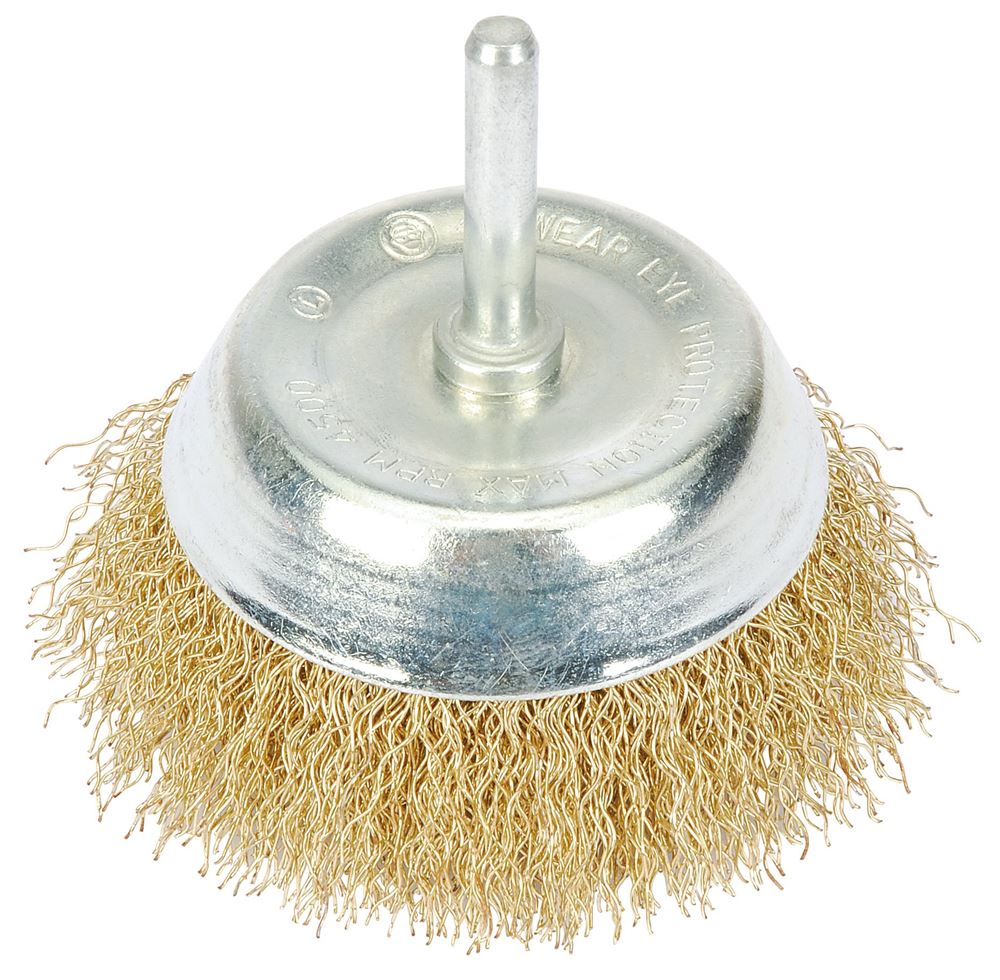 Draper BRASSED WIRE CUP BRUSH 75MM 41433 41433 Brassed Steel Crimped Wire Cup Brushes