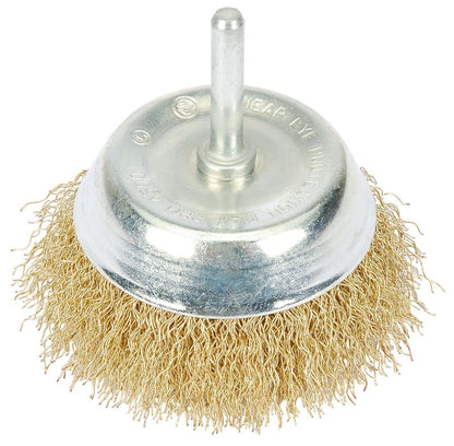 Draper BRASSED WIRE CUP BRUSH 75MM 41433 41433 Brassed Steel Crimped Wire Cup Brushes