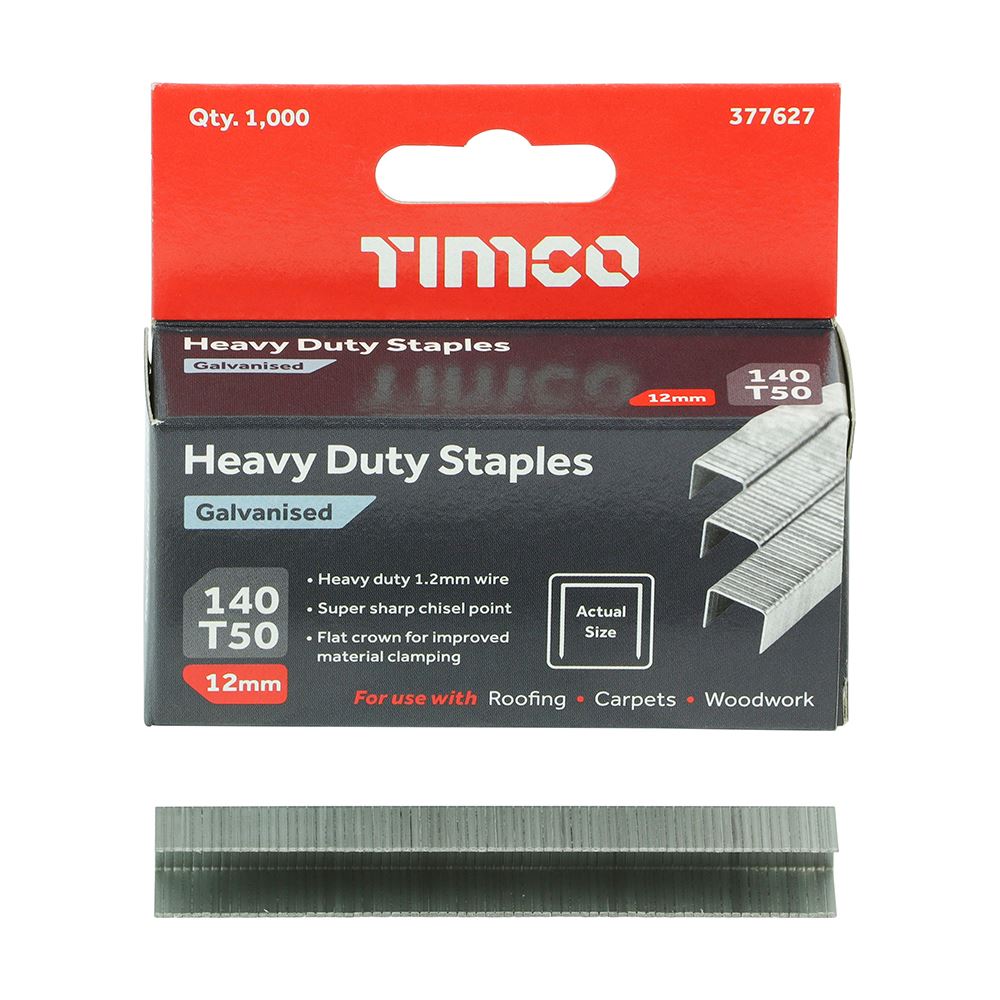 TIMCO Staples HD Chisel GALV 12mm Pack 1000