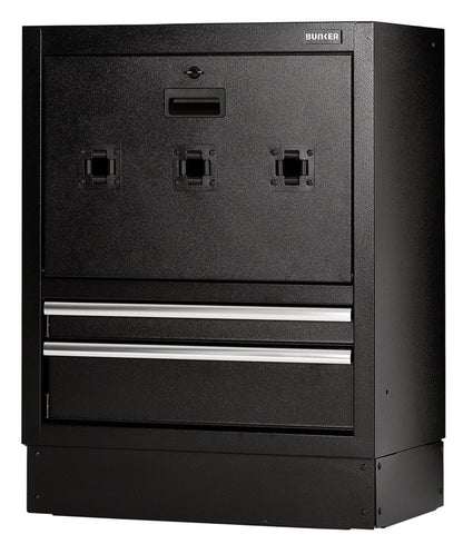23754 Bunker BUNKER Modular Floor Reel Cabinet, 2 Drawer, 680mm MS400-2RBU Modular Storage System W 680 x H 910 x D 458mm Professional Trade DIY Wor