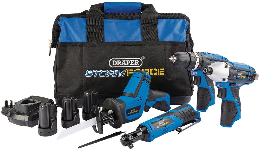 52023 Draper Storm Force Storm Force 10.8V Power Interchange Kit (9 Piece) Power Tool Kits Professional Trade DIY Workshop Garage Use