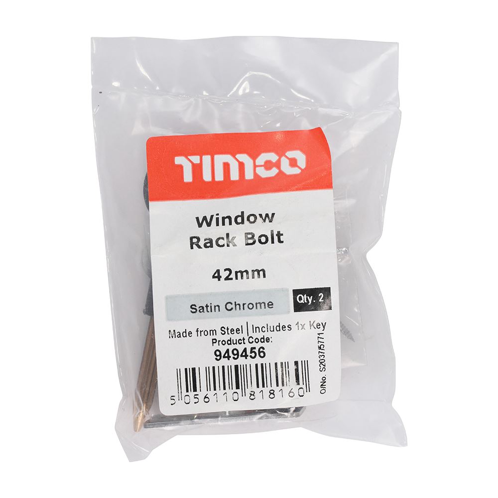 TIMCO Window Rack Bolt Sat. Chrome 42mm Pack 2