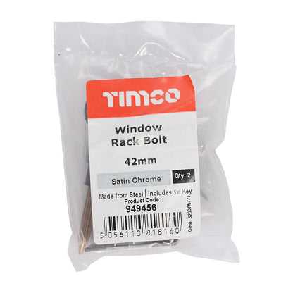 TIMCO Window Rack Bolt Sat. Chrome 42mm Pack 2