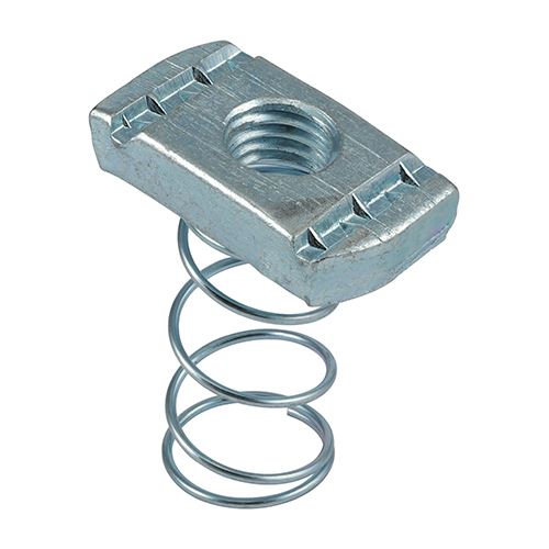 TIMCO Channel Nut Long Spring BZP M12 Silver Pack 100