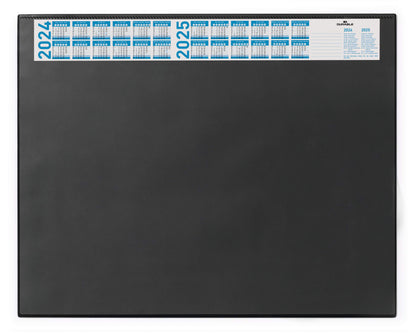 Durable Clear Overlay Calander PC Desk Pad Protector Mat | 65x52 cm | Black