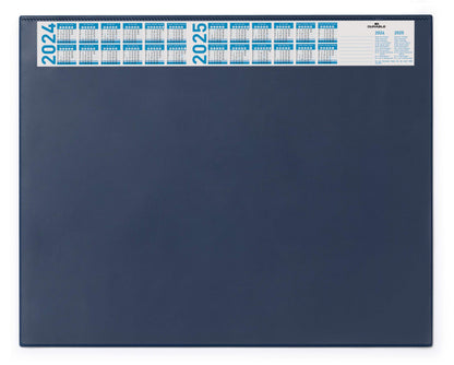 Durable Clear Overlay Calander PC Desk Pad Protector Mat | 65x52 cm | Navy Blue