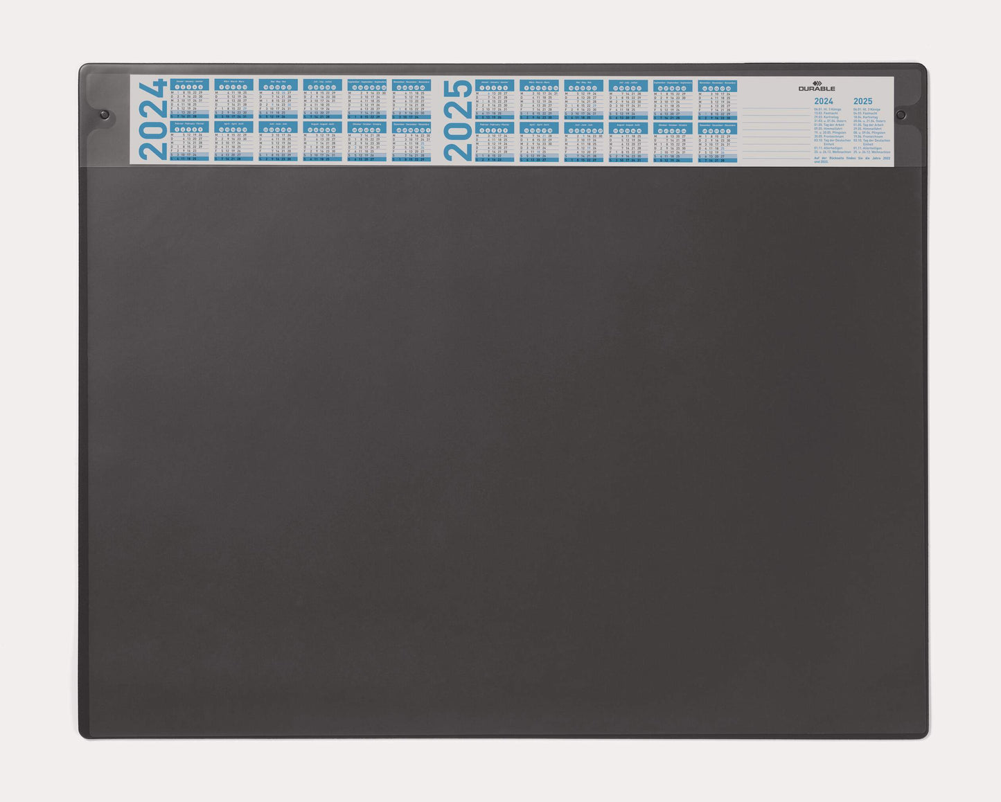 Durable Clear Overlay Calander Desk Mat Notes Protector Pad | 65x52 cm | Black