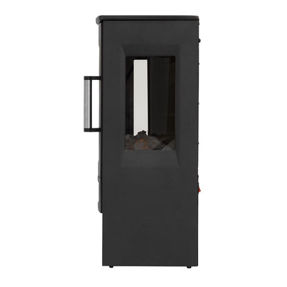 Baridi DH123 Panoramic Electric Stove Heater with LED Flame Effect & Log Storage 1800W - Black | 230V ~ 50Hz, Thermostat, Timer, Remote Control