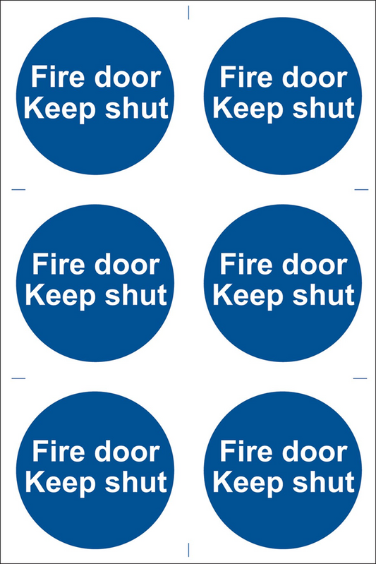 Draper FIRE DOOR KEEP SHUT 6 SIGNS 72112 6 x 'Fire Door Keep Shut' Mandatory Sign