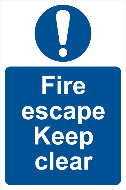 Draper FIRE ESCAPE KEEP CLEAR SIGN 72146 Mandatory Signs