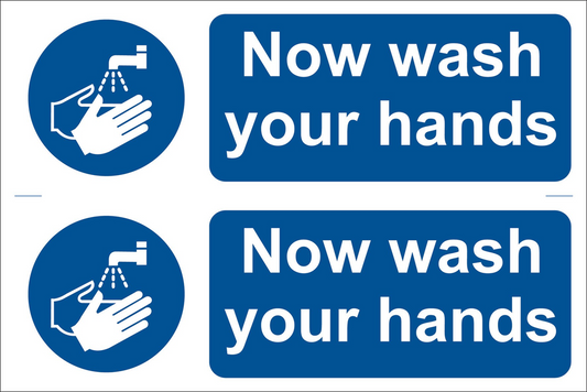 Draper NOW WASH YOUR HANDS 2 SIGNS 72162 2 x 'Wash Your Hands' Mandatory Sign