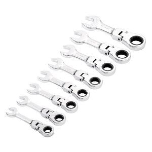 Draper 8PC STUBBY FLEX RACT. SPANNER 27982 27982 HI-TORQÂ® Metric Stubby Flexible Head Ratchet Combination Spanner Set (8 Piece)