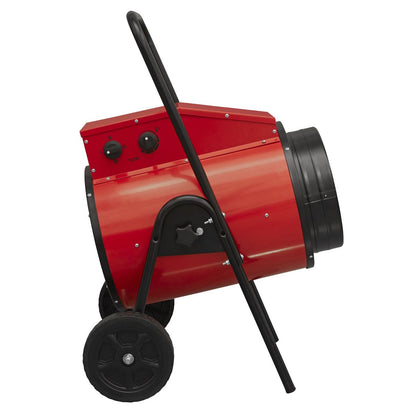 Sealey EH15001 Industrial Fan Heater 15kW/400V | 51,000Btu/hr, 7500/15000W, 400V 3~ 50Hz -32A, Thermostat, Wheels, Overheat Protection, Tip-Over