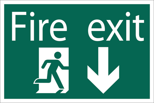 Draper FIRE EXIT ARROW DOWN SIGN PVC 72446 Safe Condition Signs