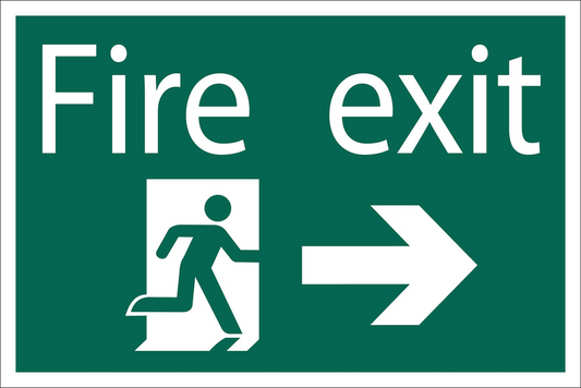 Draper FIRE EXIT ARROW RIGHT SIGN PVC 72447 Fire Exit Arrow Right' Safety Sign