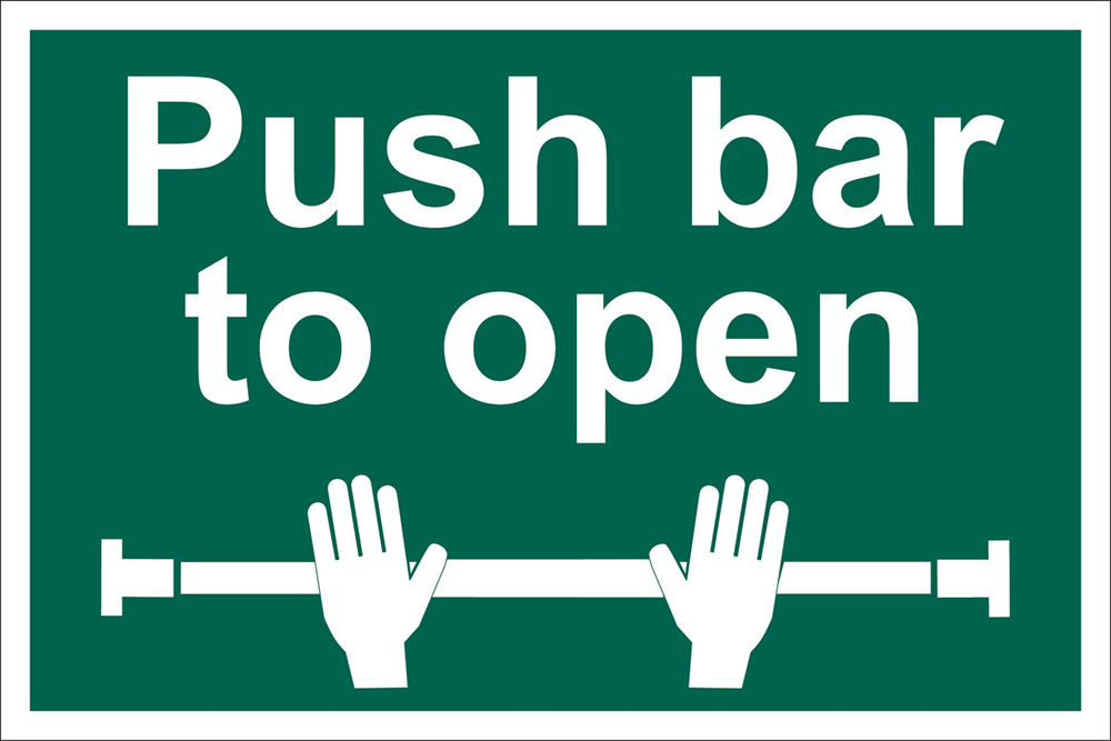Draper PUSH BAR TO OPEN SIGN 72454 Safe Condition Signs