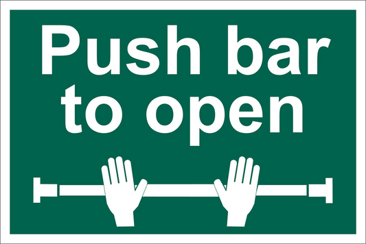 Draper PUSH BAR TO OPEN SIGN 72454 Safe Condition Signs